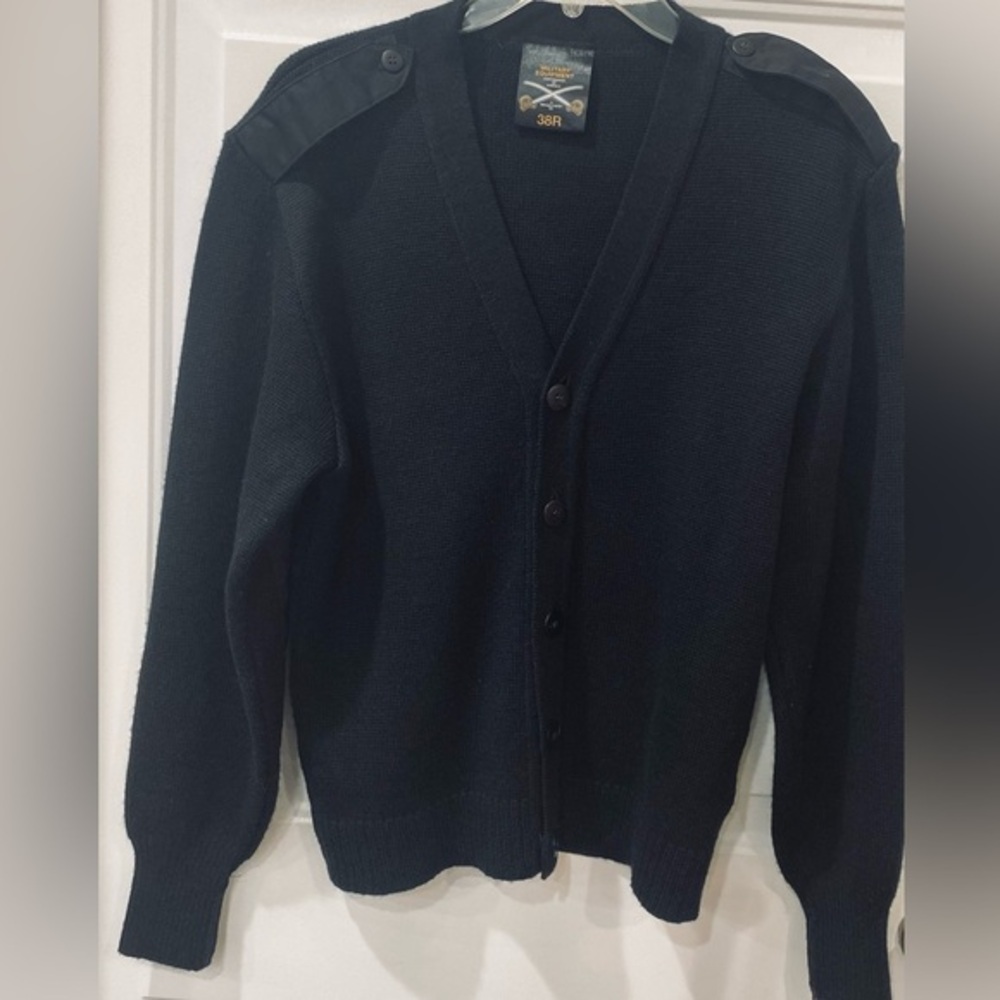 80’s Military Equipment Corporation‎ of America black cardigan sweater size 38R.